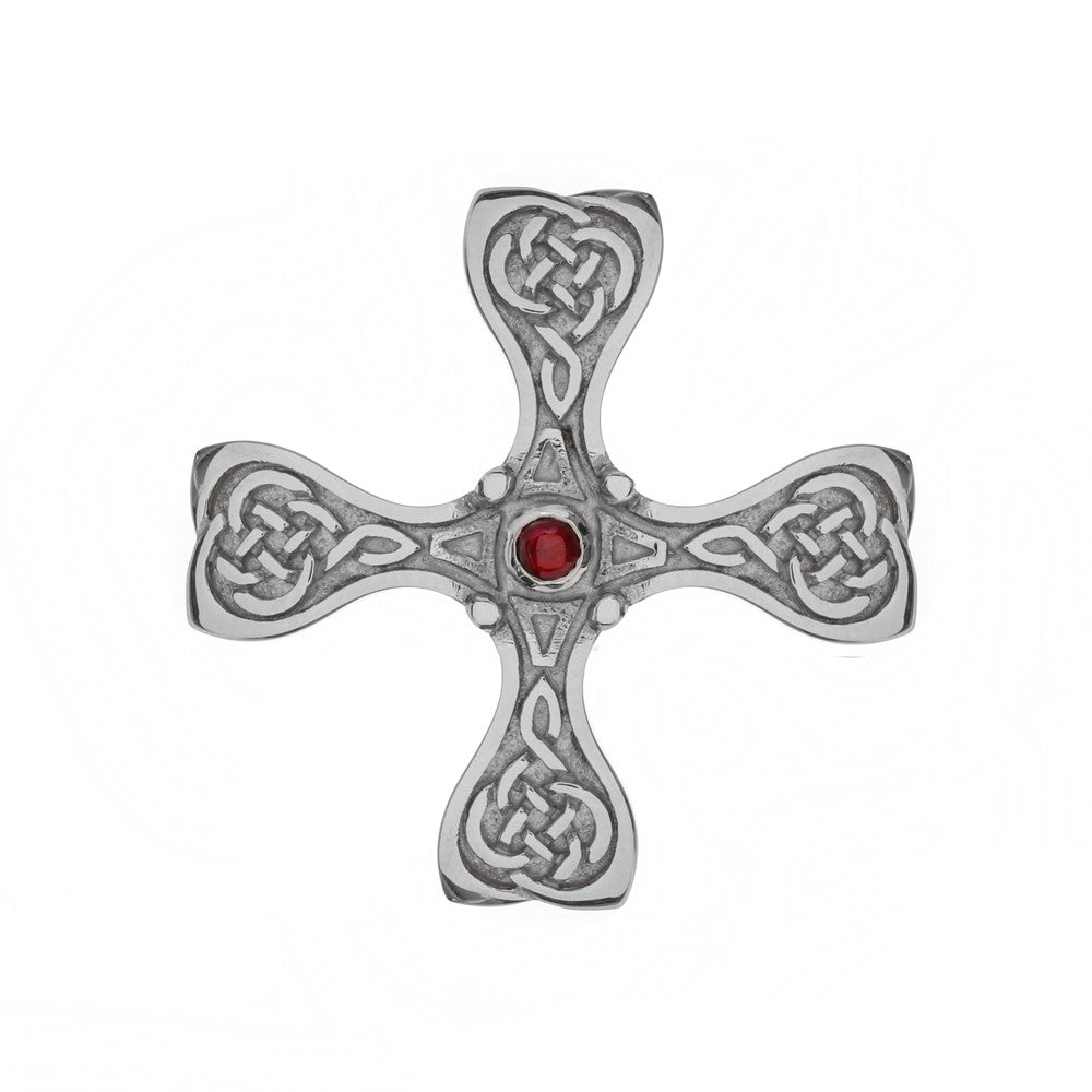 Mithril St. Cuthbert Cross in silver with garnet