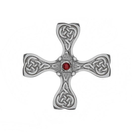 Mithril St. Cuthbert Cross in silver with garnet